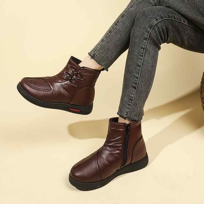 靴 レディース 婦人 高齢者 あったか綿靴 スリッポン フラット ローヒール 歩きやすい 滑り止め 撥水 ラウンドトゥ 花柄 ウール混 ブラック レッド 秋冬