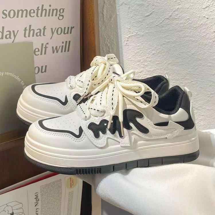 スニーカー レディース 厚底 カジュアル シューズ 女性 靴 ラウンドトゥ 花柄 無地 通気性 臭気対策 耐摩耗性 合成PU 春夏 秋冬 ブラック ピンク系(4)