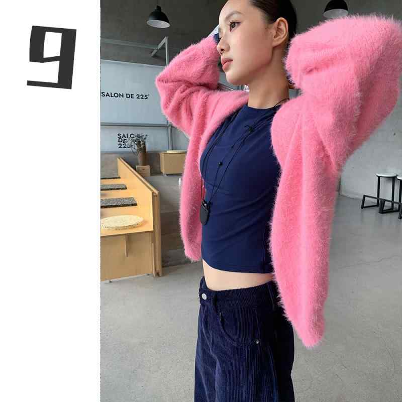 ニット レディース カーディガン 長袖 海軍襟 ピンク系 白 柔らかい 厚手 ナイロン ビスコース繊維 秋冬 ストリート カジュアルスタイル