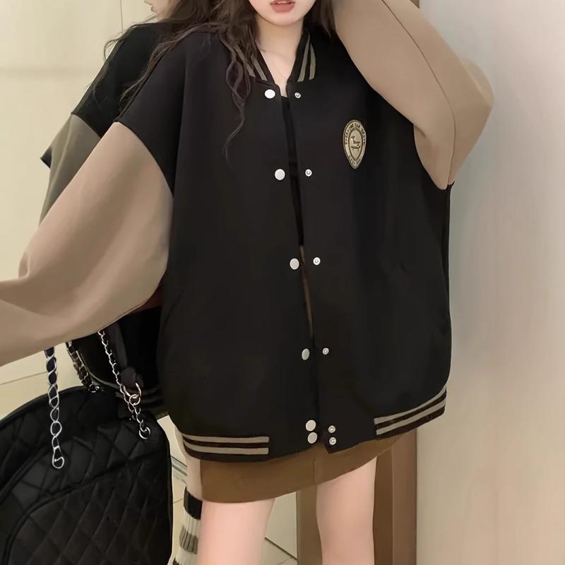 ジャケット レディース 秋冬 裏起毛 厚手 ゆったり スタジャン ブルゾン ジャンパー アウター カジュアル ストリート スポーティー かわいい アルファベット柄 ポリエステル