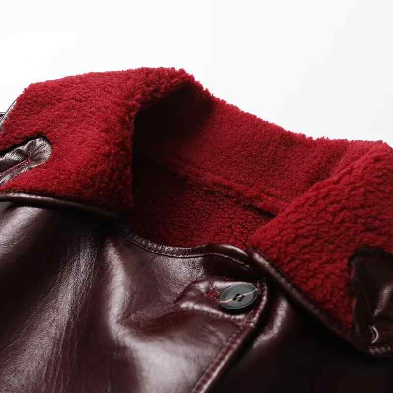 ジャケット レディース 秋冬 アウター PUレザー ダブルフェイス 襟付き 長袖 ストリート カジュアル スタイル 赤 XS S M L