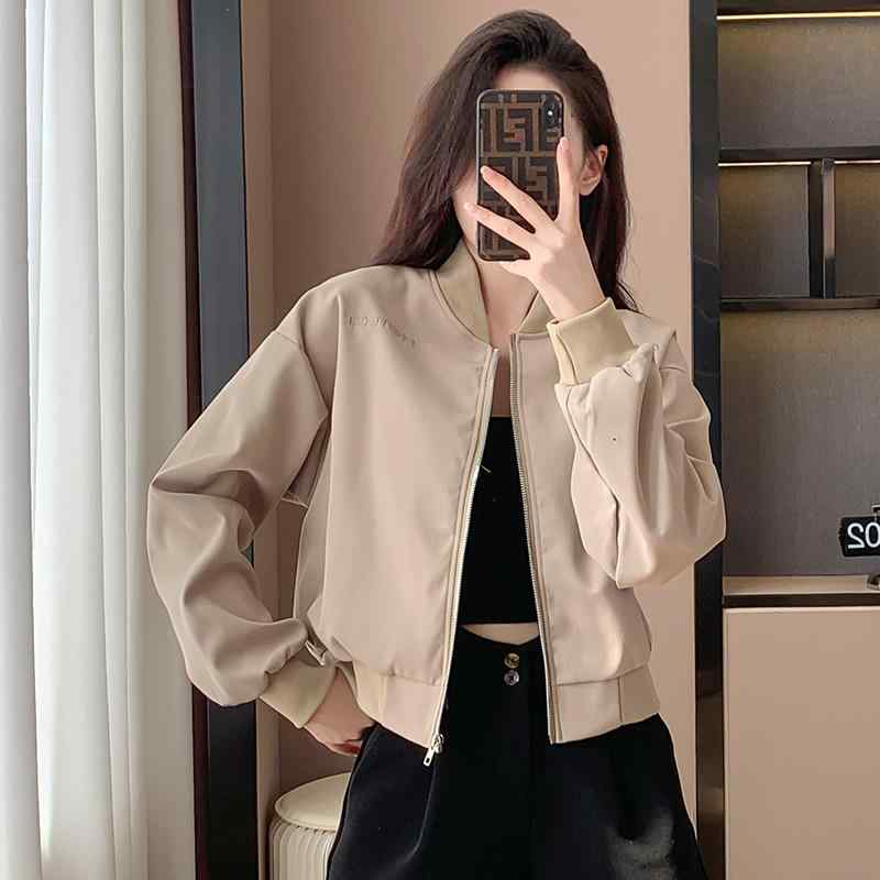 ジャケット レディース 刺繍 野球服風 スタジャン ブルゾン ジャンパー ライトアウター スポーティー カジュアル ブラック カーキ ピンク系