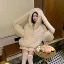 コート レディース ボアジャケット フェイクファー 秋冬 かわいい フード付き ゆったり 厚手 アウター ピンク系