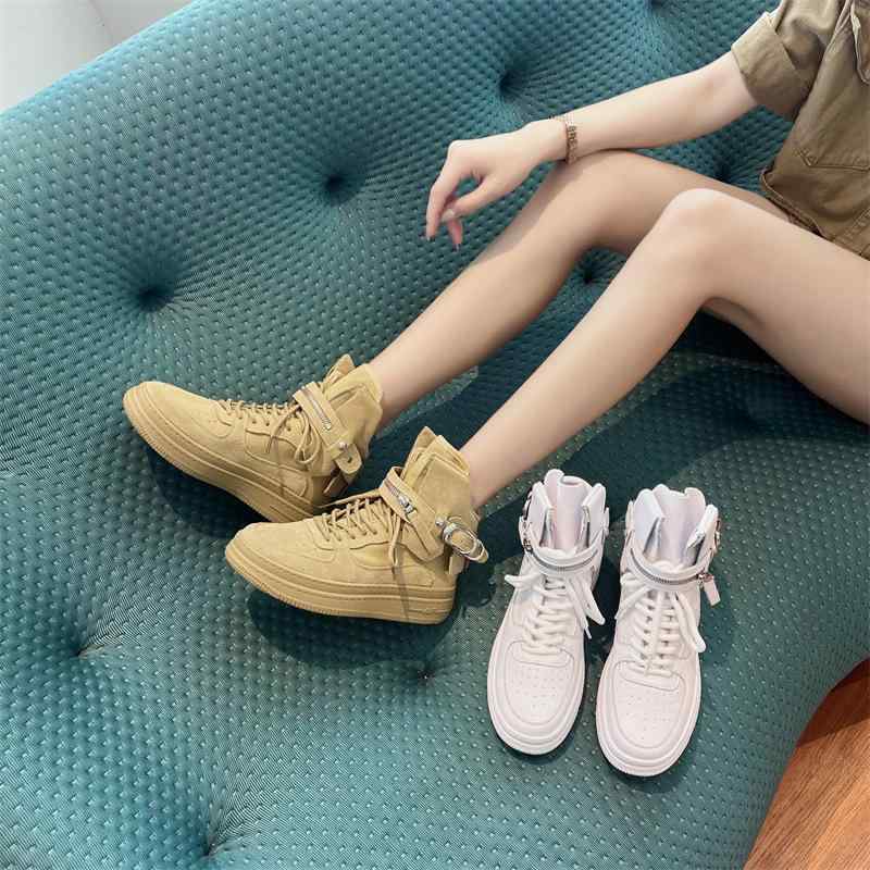 厚底スニーカー レディース 真皮 レザー スニーカー 高帮 レースアップ カジュアル 通学 白 ホワイト ベージュ クッション性 耐摩耗性