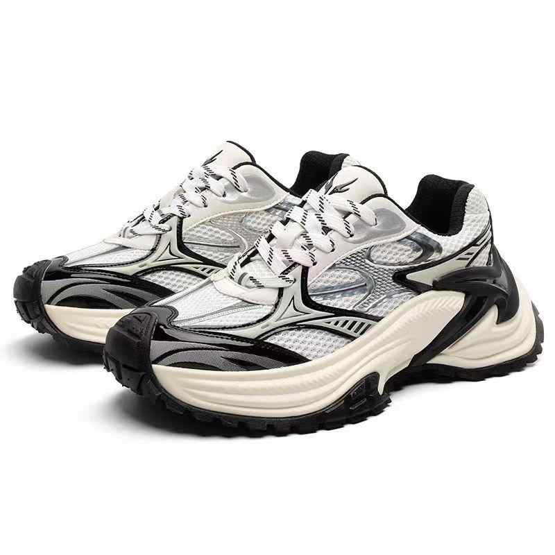 スニーカー レディース 厚底 ダッドスニーカー 猫目 ローカット 運動靴 スパイダー メカ風 黒 白 シルバー 春 スポーティ カジュアル 日常 普段使い