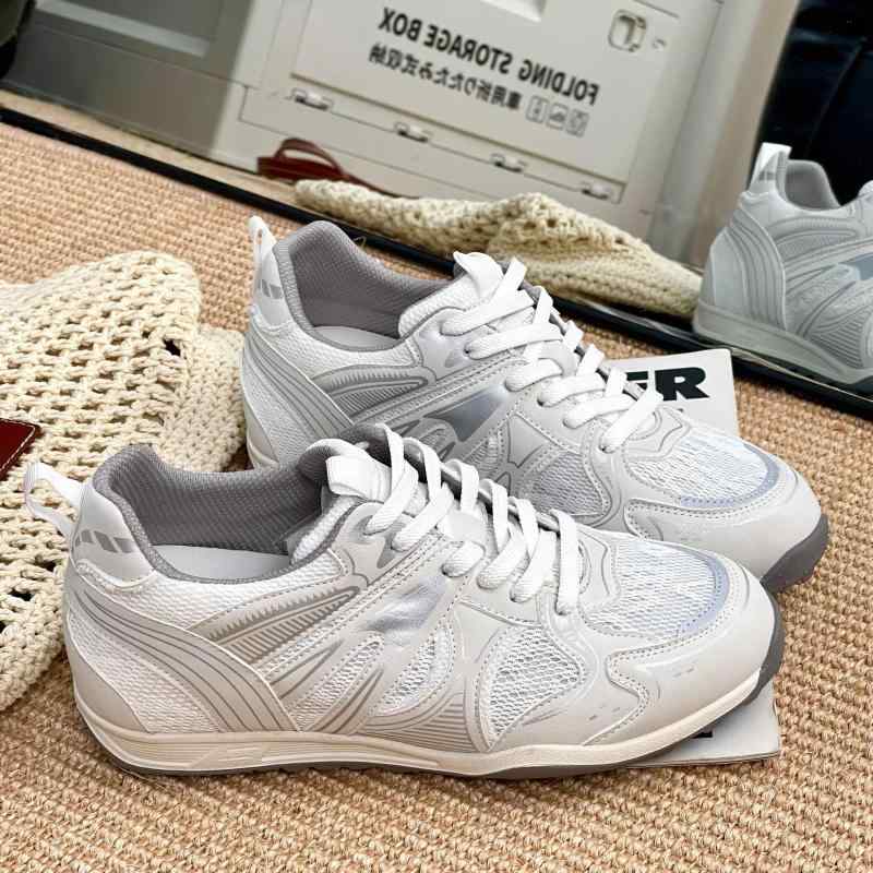 スニーカー レディース 厚底 レース 牛革 レザー メッシュ ローカット フラットソール ラウンドトゥ 紐 疲れにくい 痛くなりにくい 通気性 春夏秋冬 白 ホワイト グレー カジュアル 普段使い(x2)