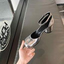 マリージェーン レディース パンプス ローヒール ラウンドトゥ ストラップ シルバー シルバー ブラック 黒 歩きやすい 痛くなりにくい 脱げにくい 防水 滑り...