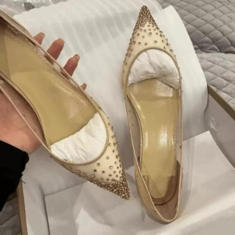 パンプス レディース フラットシューズ レース メッシュ スリッポン インヒール ポインテッドトゥ ローヒール ぺたんこ 婦人靴 ラインストーン 赤底 かわいい 普段使い お呼ばれ 春夏