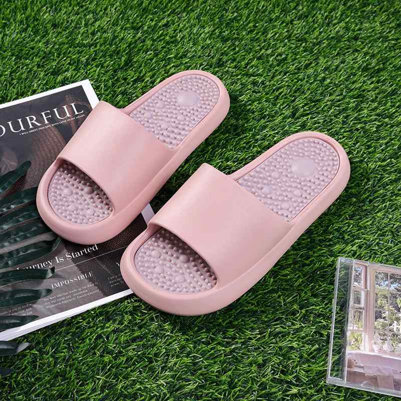 サンダル レディース 春夏 スリッパ ビーチサンダル カジュアル ぺたんこ フラット ローヒール 配色 通気性 EVA 白 黒 ピンク系(4)