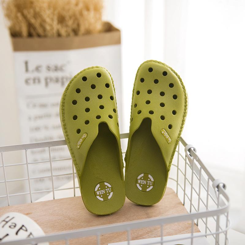 サンダル レディース 室内履き ルームシューズ ビーチサンダル スリッパ PVC 涼しい 穴あき 橙色 オレンジ 深青 ネイビー 黒 ブラック 緑 グリーン 棕色 ブラウン カジュアル 普段使い(x10)