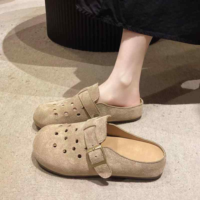 サンダル レディース 厚底 サボ サンダル スリッパ 2way かかとあり フラット ローヒール カジュアル 普段使い ルームシューズ ベージュ ブラウン イエロー