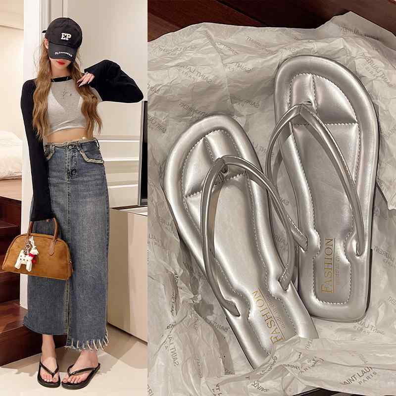 サンダル レディース ビーチサンダル フラットソール 大判サイズ 滑り止め トングサンダル PVC 防水 婦人靴 白 銀 黒 ベージュ