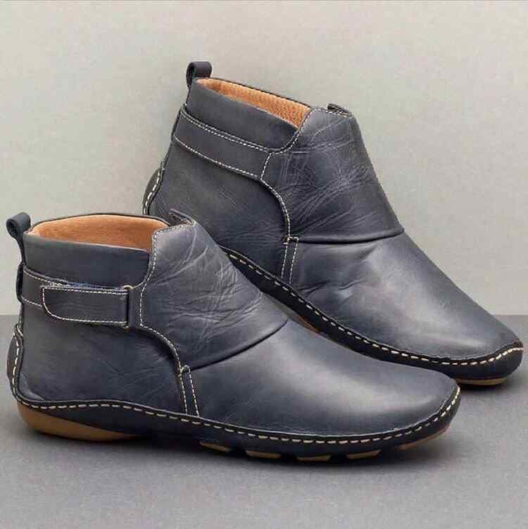 ブーツ レディース 婦人靴 フラット 面ファスナー ショートブーツ ローヒール ぺたんこ 履きやすい 歩きやすい ラウンドトゥ PUレザー 合皮 スエード調 秋冬 赤 レッド 緑 グリーン 青 ブルー グレー ブラウン