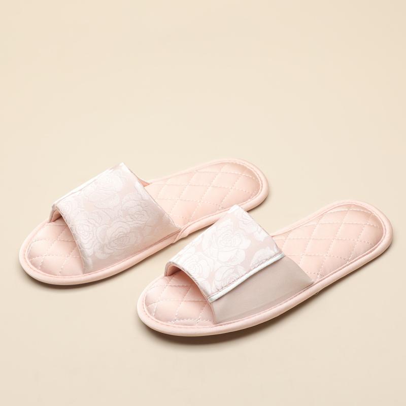 スリッパ レディース メンズ ルームシューズ 静音 滑り止め 花柄 室内履き 夫婦 恋人 ベージュ ピンク系 ブルー 春夏(4)