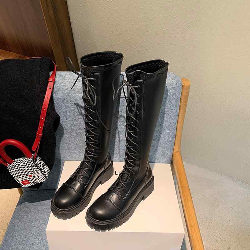 ブーツ レディース 革 ロングブーツ 秋冬 防水 保温 耐摩耗 太め筒 履きやすい ラウンドトゥ ローヒール 牛革 サイドジップ カジュアル
