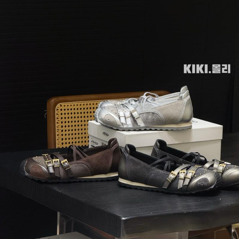 フラットシューズ レディース バレエシューズ ローヒール パンプス 革 レザー リベット レトロ 配色 ラ..