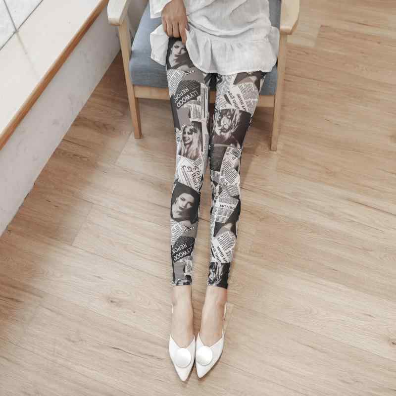 レギンス レディース 九分丈パンツ スキニーパンツ スリムパンツ 化繊混紡 ポリエステル 高弾性 プリント柄 幾何学模様 アニマル柄 薄手 春夏(x2)