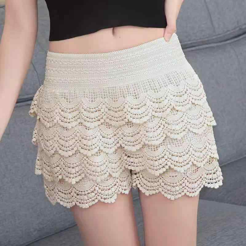 パンツ レディース 黒レース キュロット ペチパンツ ショートパンツ アンダーウェア 薄手 接触冷感 快適 普段使い デイリー