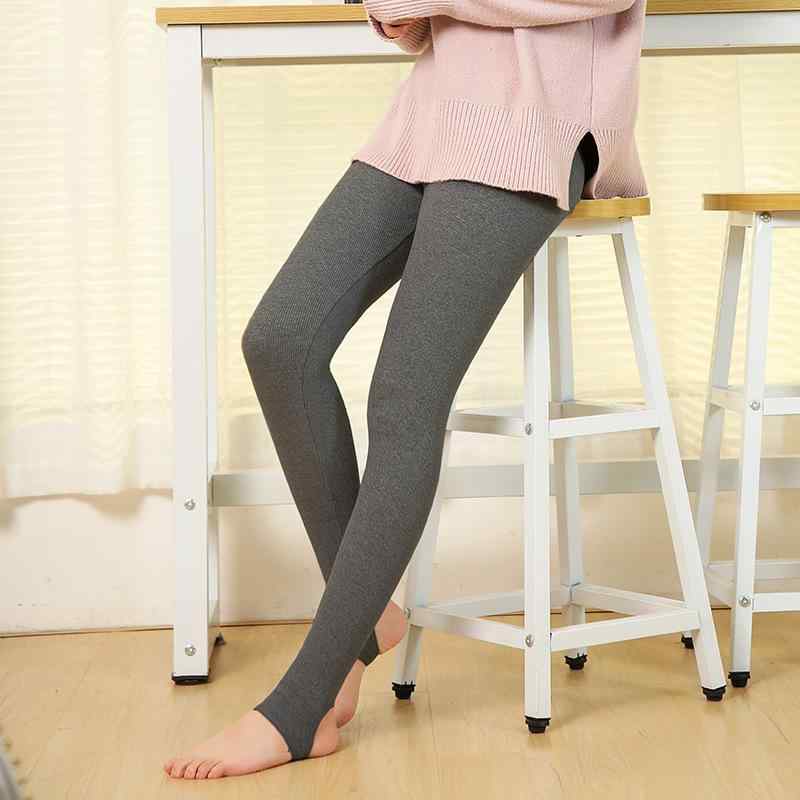 レギンス レディース 厚手 リブ編み コットン スパッツ 高 elastic ウエスト あったか 秋冬 白/赤/黒/..