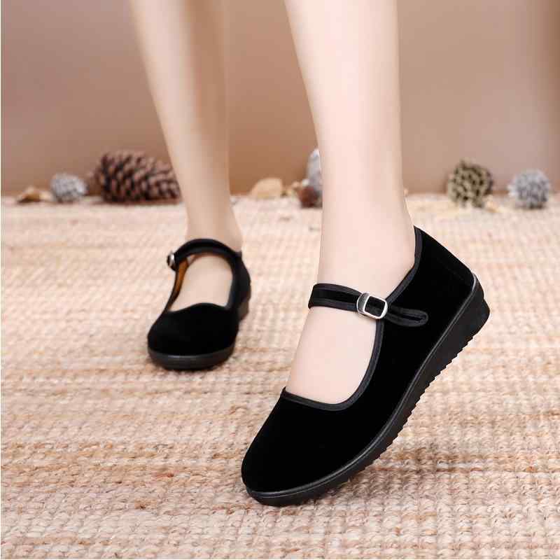 布靴 レディース フラット ローヒール スリッポン ラウンドトゥ ぺたんこ靴 滑り止め 衝撃吸収 痛くなりにくい 履きやすい 疲れにくい 歩きやすい 柔らかい 黒 赤 ルームシューズ ホテル 旅館 春夏秋冬(x2)