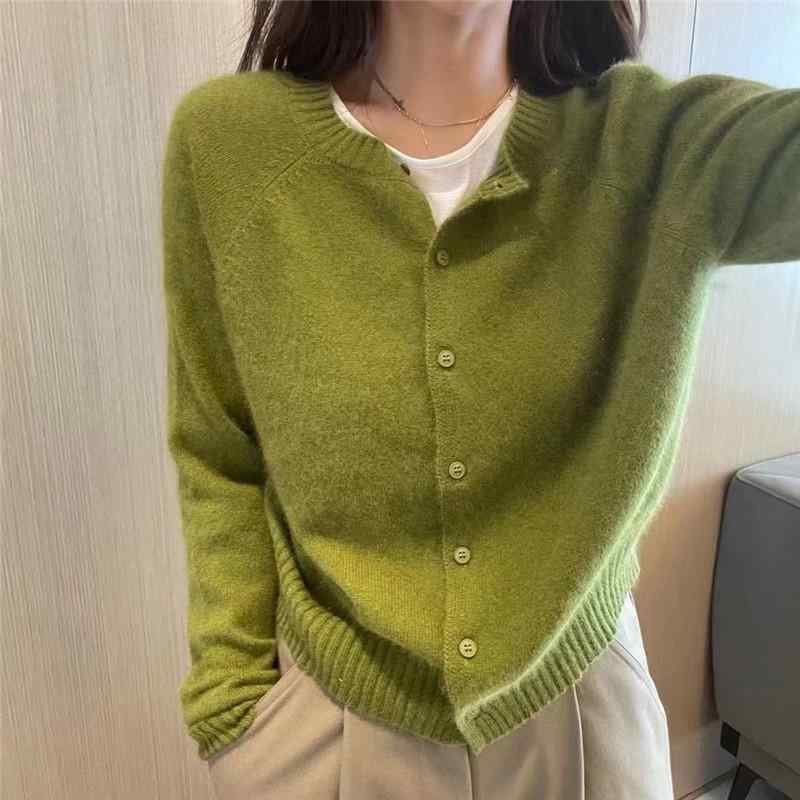 カーディガン レディース 羊毛 ニット 秋冬 ゆったり ショート丈 体型カバー かわいい 通勤 高見え 牛..