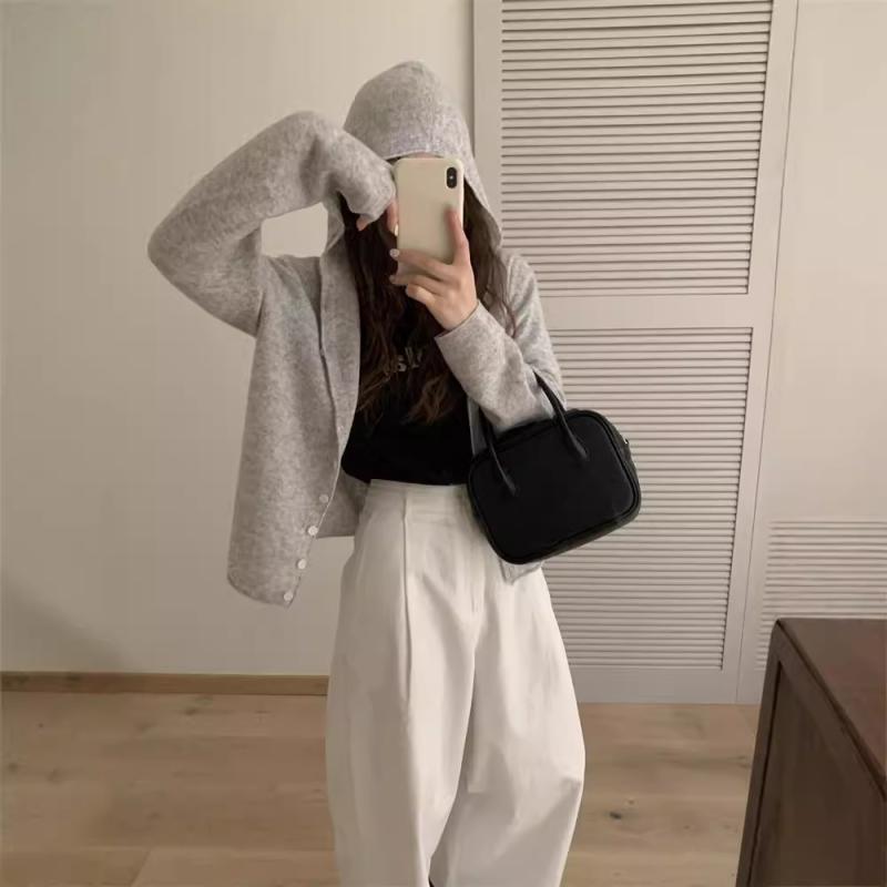 ニット レディース カーディガン フード付き 羊毛 ウール トップス 長袖 文芸風 レトロ かわいい 秋冬 ホワイト ブルー イエロー オートミール グリーン ローズ