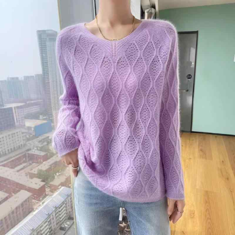 ニット レディース Vネック 羊毛 セーター トップス プルオーバー 薄手 ゆったり 体型カバー 通勤 オフ..