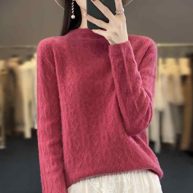 ニット レディース 一線成衣 タートルネック 羊毛 セーター 秋冬 プルオーバー トップス 長袖 ケーブル編み 無地 果グリーン 湖ブルー 原絨米 原絨駝 車厘子レッド ピンク 樹苺レッド ブラック 松石グリーン パープル 海藻ブルー