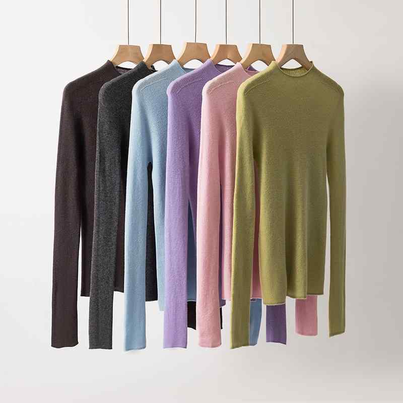 ニット レディース アンゴラ混ウール トップス 秋冬 インナー スリムフィット ハーフハイネック 薄手 ..