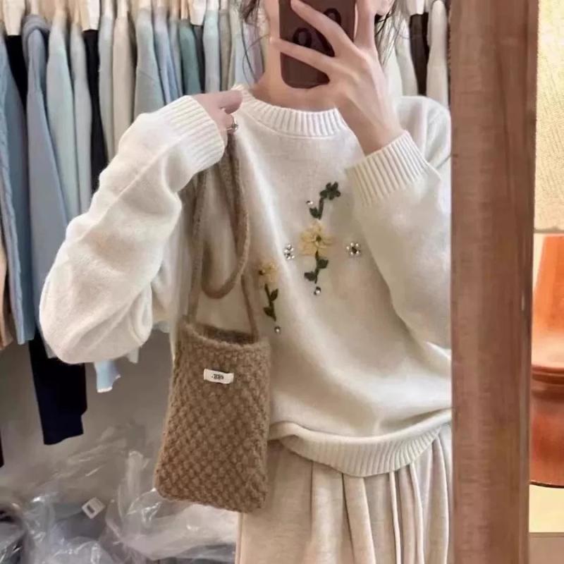 ニット レディース プルオーバー 蜜熊起毛 ふわふわ 暖かい 丸首 長袖 トップス 秋冬 かわいい ガーリー カジュアルスタイル 普段使い(x2)