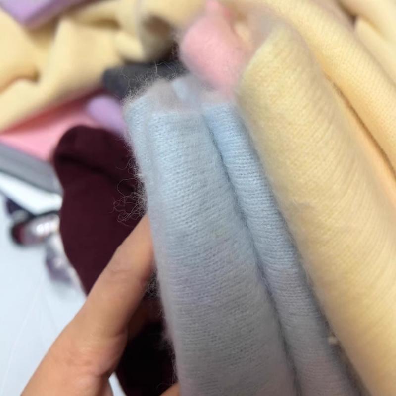 ニット レディース セーター ウール 羊毛 混紡 Vネック クルーネック 丸首 長袖 プルオーバー ゆったり 無地 秋冬