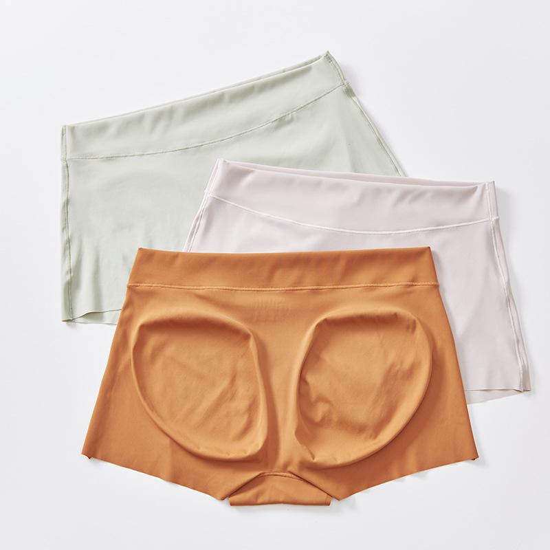 パンツ レディース 3Dヒップアップ 立体カップ付き 無縫製 接触冷感 インナー ショーツ スタンダード 無地 ミドルウエスト 綿混 柔らかい 肌触りが良い 快適 伸縮性 通気性 ベージュ ブラック グレー
