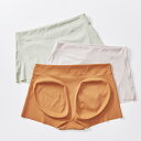 パンツ レディース 3Dヒップアップ 立体カップ付き 無縫製 接触冷感 インナー ショーツ スタンダード 無地 ミドルウエスト 綿混 柔らかい 肌触りが良い 快適 伸縮性 通気性 ベージュ ブラック グレー