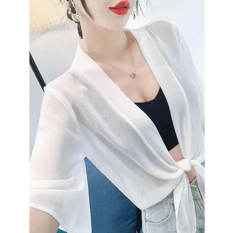 カーディガン レディース 薄手 シフォン Vネック 五分袖 アウター トップス 羽織り 冷房対策 通勤 オフィス カジュアル 春夏 白 黒 緑