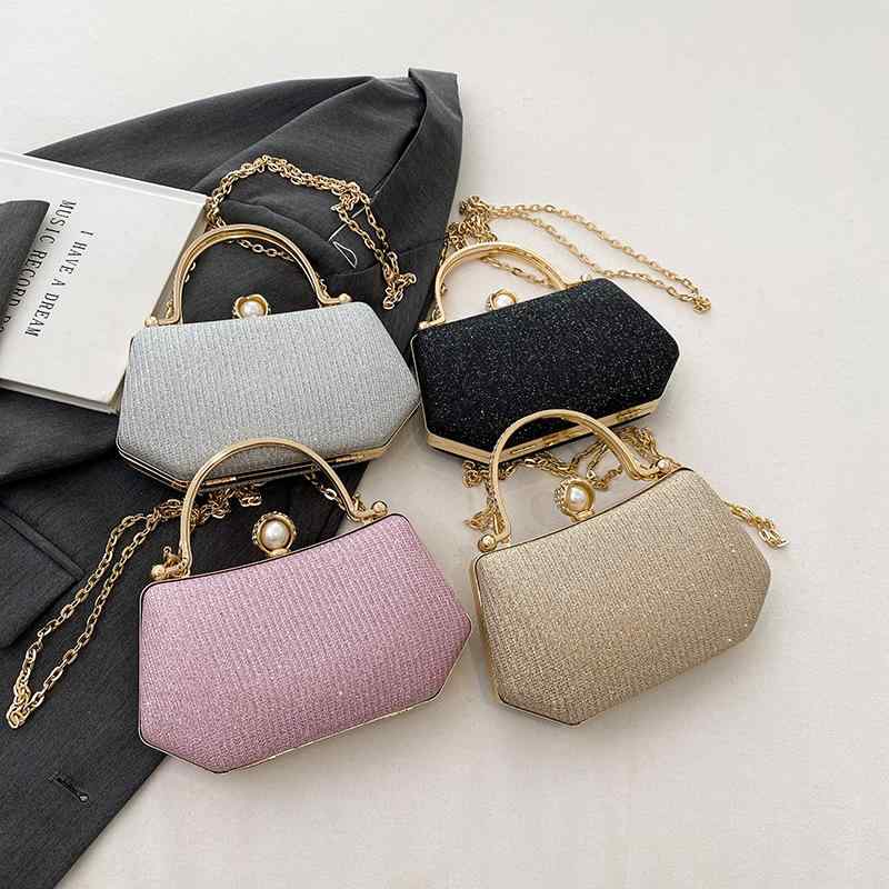 イブニングバッグ レディース ラインストーン ショルダーバッグ ハンドバッグ パーティーバッグ 結婚式 二次会 フォーマル 斜めがけ チェーン キラキラ ゴールド シルバー 黒 ピンク系