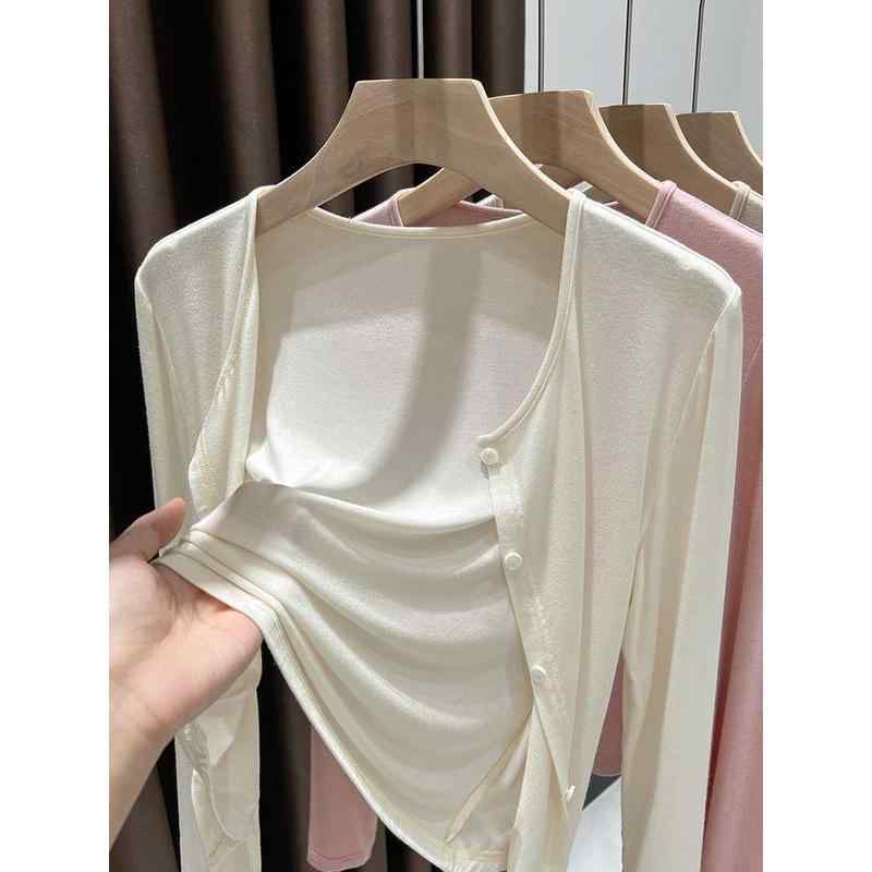 カーディガン レディース 薄手 綿 長袖 ラウンドネック 夏ニット 紫外線対策 冷房対策 日焼け防止 羽織り トップス