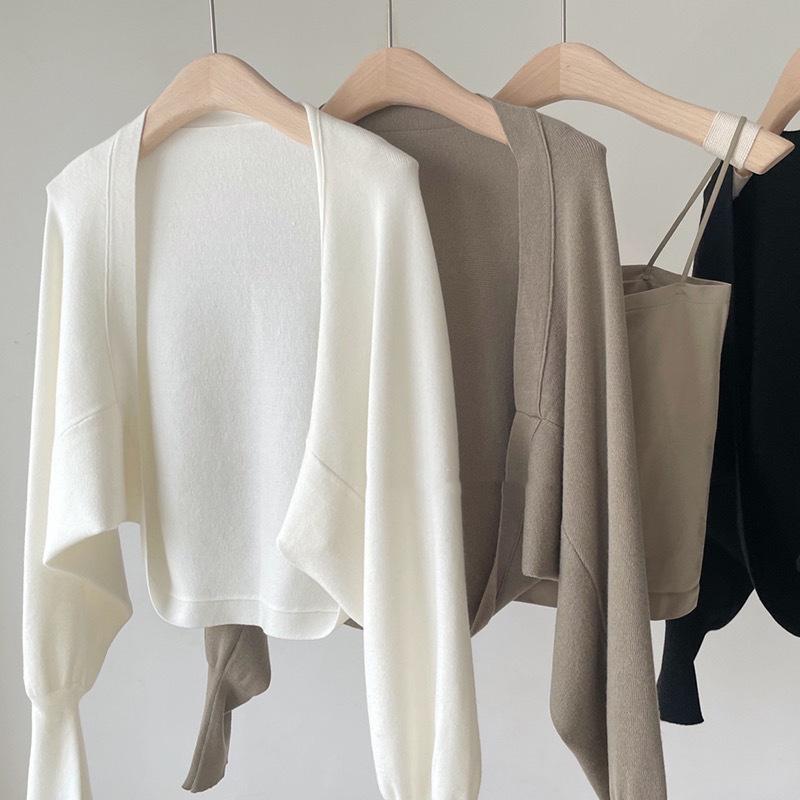 カーディガン レディース 薄手 ニット ショート丈 白 春夏 ショール ケープ風 ドルマンスリーブ 通勤 冷房対策