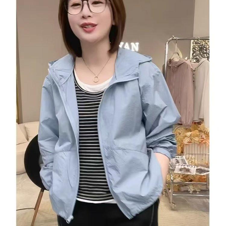 アウター レディース 薄手 接触冷感 UVカット パーカー ポリエステル 紫外線対策 普段使い 長袖 涼しい 軽い 火龙果色 蔷薇色 晨曦藍 白 雾藍色