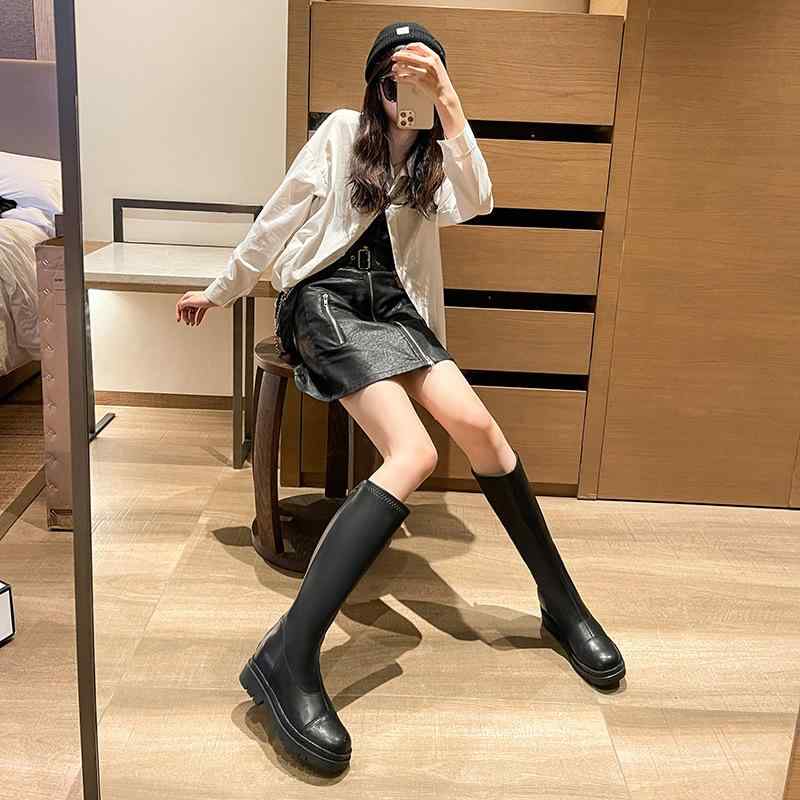 ブーツ レディース 小さいサイズ ロングブーツ 秋冬 韓国 ローヒール 3cm 32 33 スエード調 履きやすい 痛くなりにくい 歩きやすい 黒 白