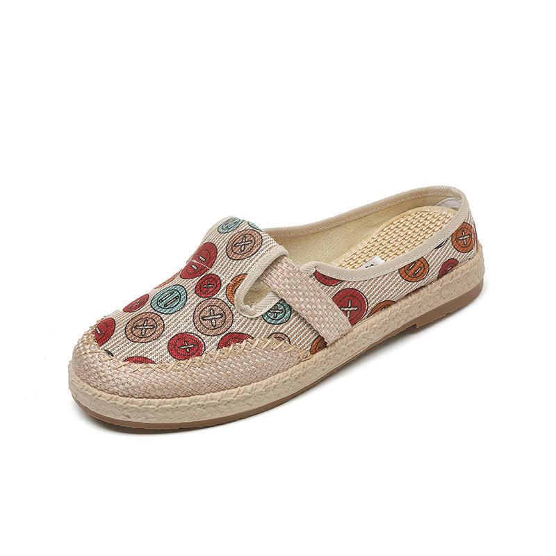 布靴 レディース フラットシューズ ぺたんこ靴 スリッポン 亜麻 リネン エスニック カジュアル ローカ..