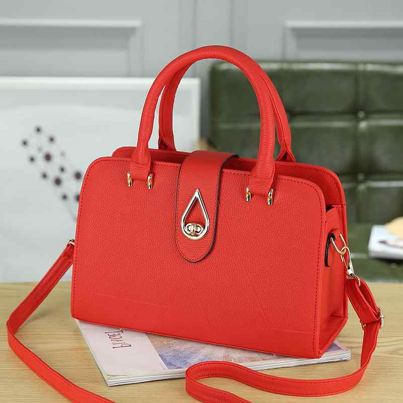 バッグ レディース ハンドバッグ ショルダーバッグ 2way PUレザー 鞄 ベーシック カジュアル 無地 赤 ..