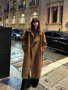 コート レディース 全羊毛 ウール 毛呢 アウター 秋冬 豪華感 厚手 ゆったり 立襟 ロング丈 ラクダ色 黒 韓国