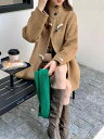 コート レディース 秋冬 韓国 ウール ミドル丈 ダッフルコート ゆったり レトロ ショート丈 アウター 毛織り 厚手 メープルイエロー チャコールブラック コ...