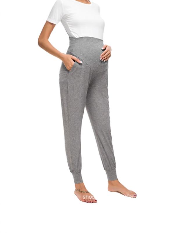 マタニティ パンツ レディース 妊婦服 ズボン ポリエステル ゆったり 伸縮性 春夏 秋冬 浅グレー 深グレー ブラック ピンク系 ワインレッド 紫 青 緑 S M L XL XXL