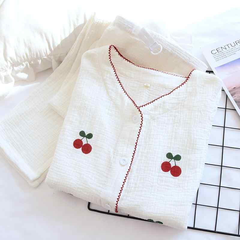 授乳服 レディース 大きいサイズ ダブルガーゼ 綿 授乳口付き 長袖 パジャマ 産前 産後 ルームウェア 部屋着 春夏秋冬 Vネック 桜柄 白