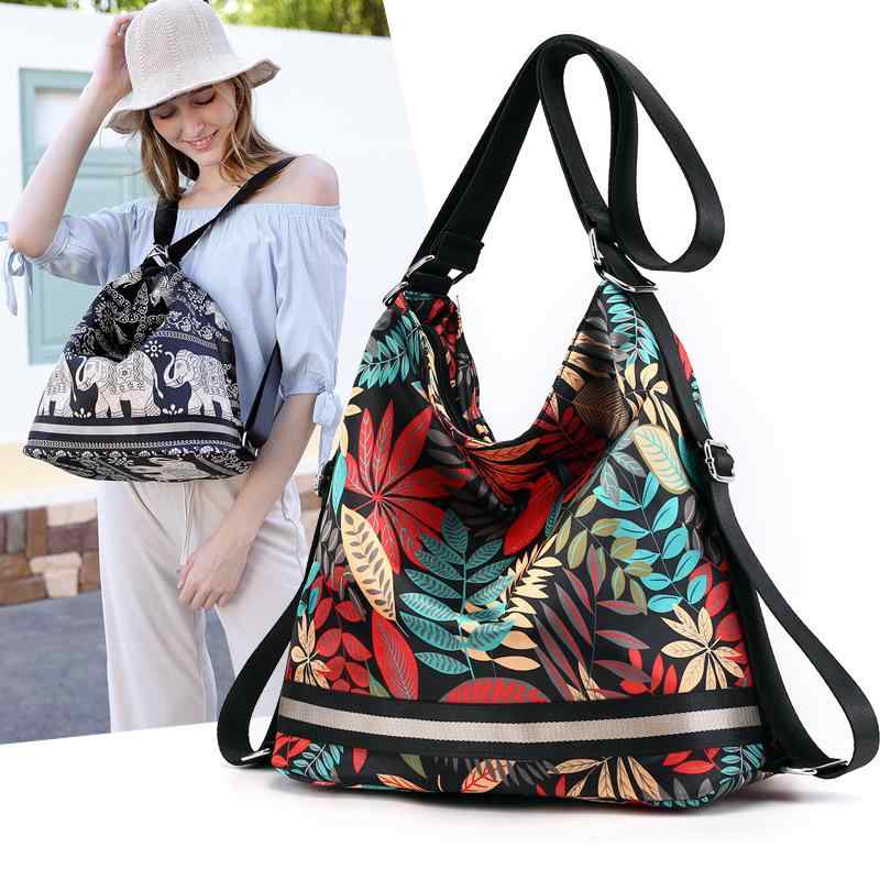 リュック レディース 防水ナイロン 多機能 肩掛け 斜め掛け トラベルバッグ ラゲージバッグ 植物花柄 ..