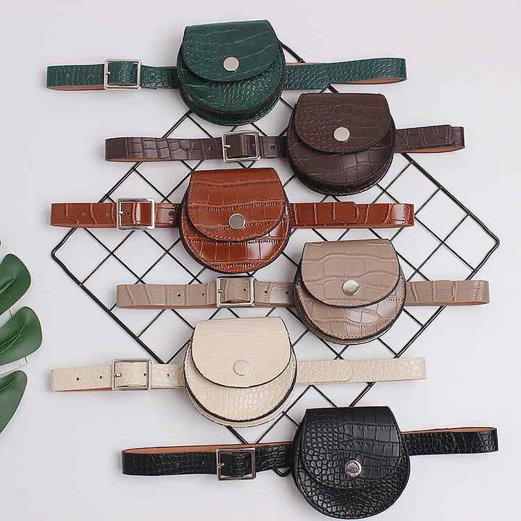 ウエストバッグ レディース ベルトポーチ 韓国 かわいい ミニ財布 レトロ 取り外し可能 レザー 2way 黒..