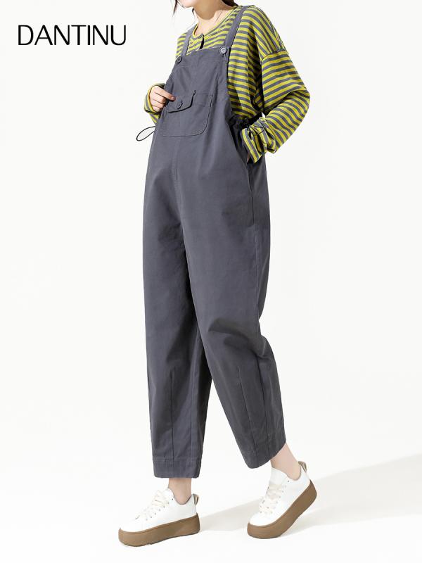 マタニティウェア サロペット レディース 春夏 秋冬 コットン ゆったり 9分丈 草緑 カーキ 杏色 グレー ブラック 大きいサイズ