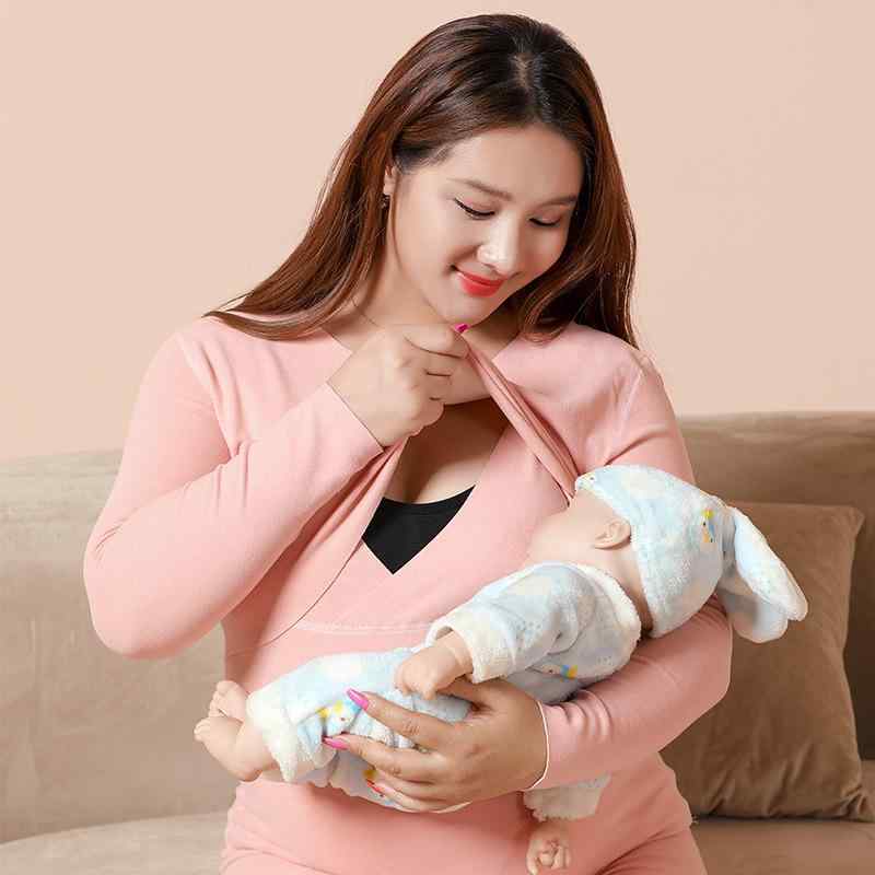 マタニティウェア 秋冬 上下セット 授乳服 産後 パジャマ 大きいサイズ ポリエステル 無地 ブラック ピンク ブルー グリーン パープル イエロー レッド(x3)