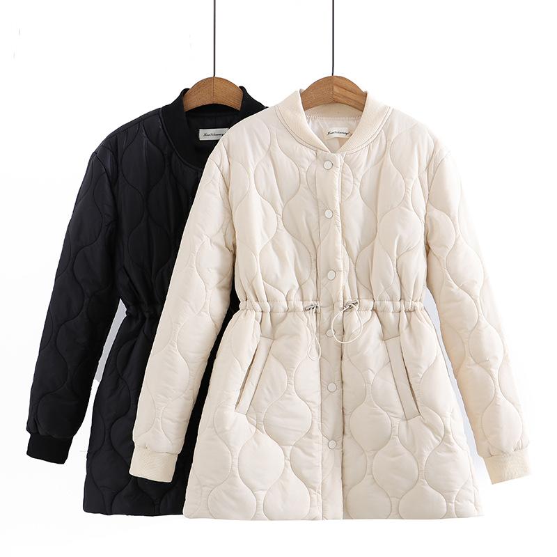 コート レディース 大きいサイズ 中綿コート 秋冬 アウター 暖か 防寒 ゆったり ミドル丈 キルティング 黒 アイボリー(x2)